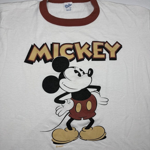 Velva Sheen Other - Vintage 80s Mickey Mouse Ringer T Shirt Men Large Velva Sheen USA White Disney